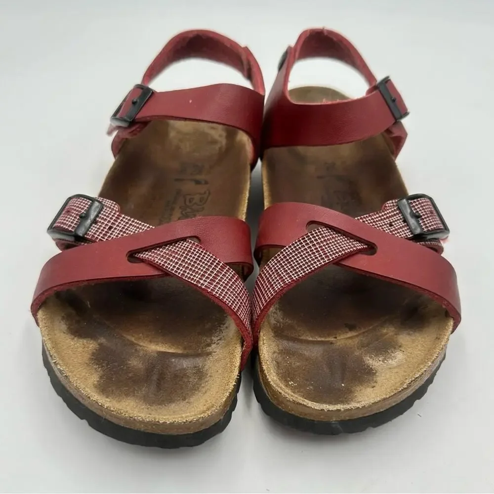 Birkenstock Lillie Sandals Women’s EU 38 US 7-7.5 Red Leather Strappy Birki’s
